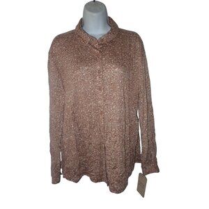 Frye & Co Monica Floral Top Women M Boho Hippie Cottage Long sleeve‎ NEW Brown